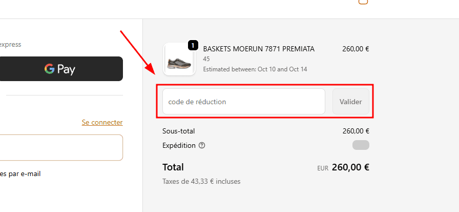 Comment utiliser un code promo sur Ferraris boutique