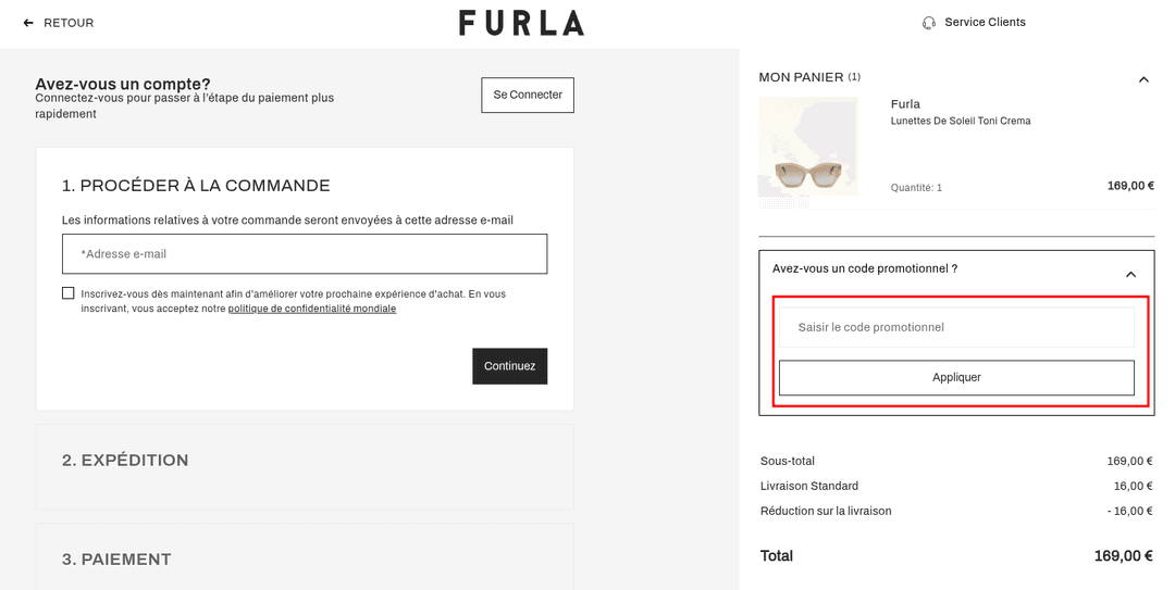 Comment activer un code promo sur Furla