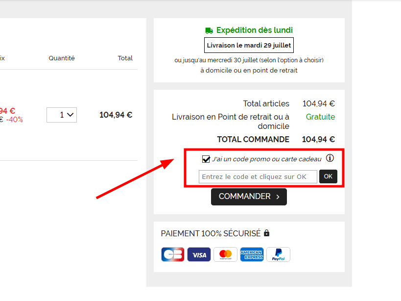 Comment appliquer un code promo sur Glamuse