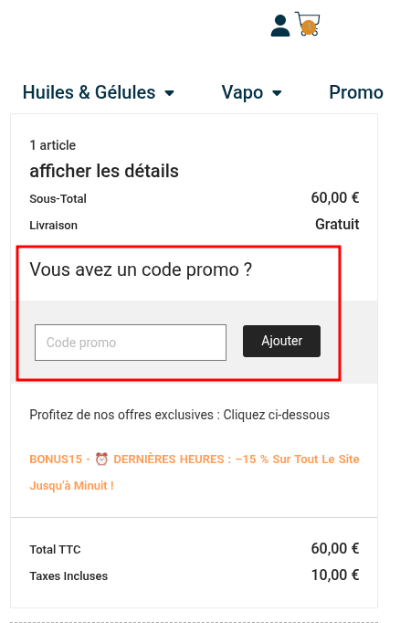 Comment appliquer un code promo sur Greenvertus