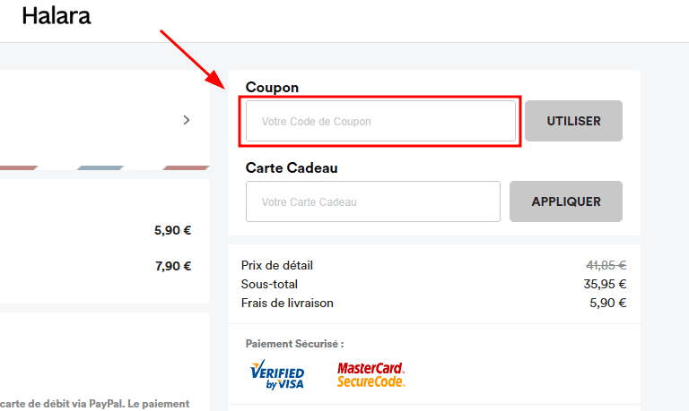 Comment appliquer un code promo sur Halara
