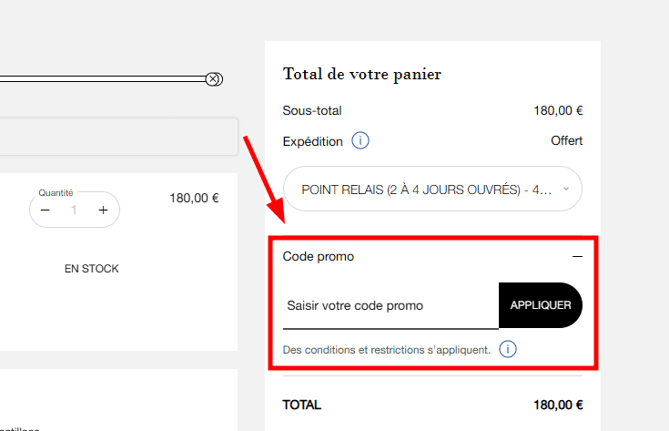 Comment activer un code promo sur Helena Rubinstein