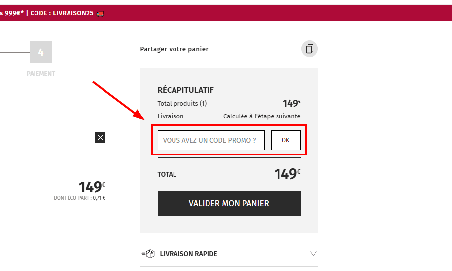 Comment appliquer un code promo sur Hesperide