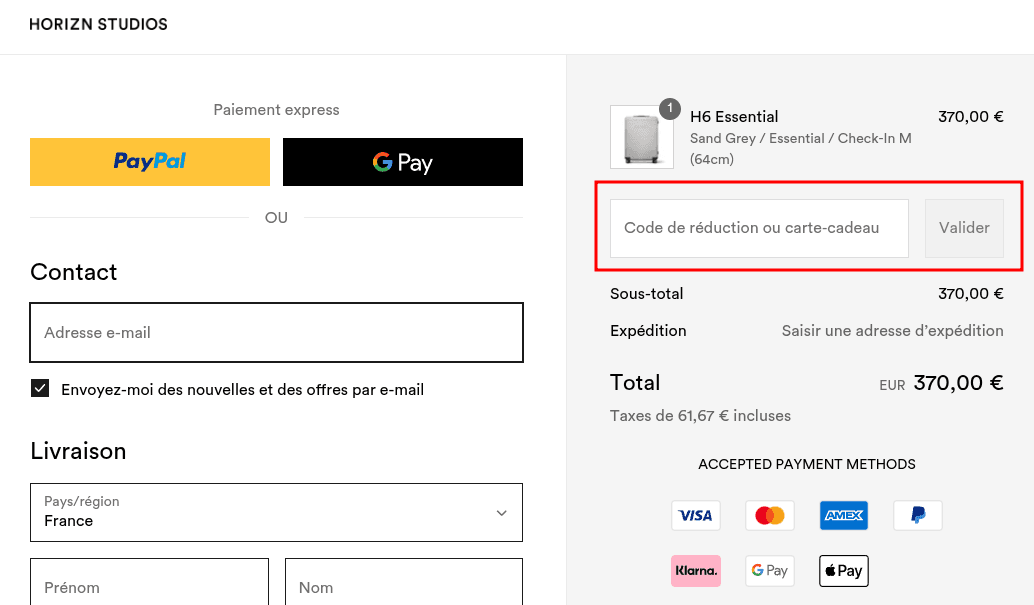 Comment activer un code promo sur Horizn Studios