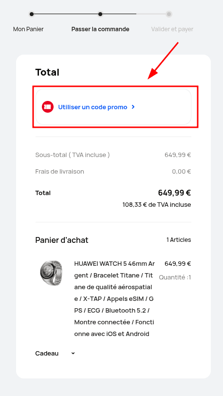 Comment utiliser un code promo sur Huawei
