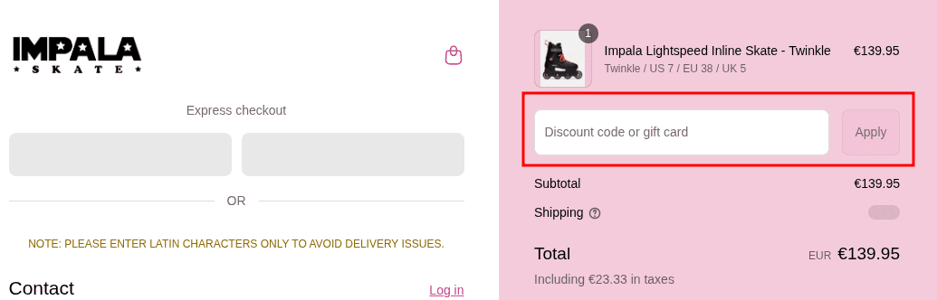 Comment activer un code promo sur Impala Skate