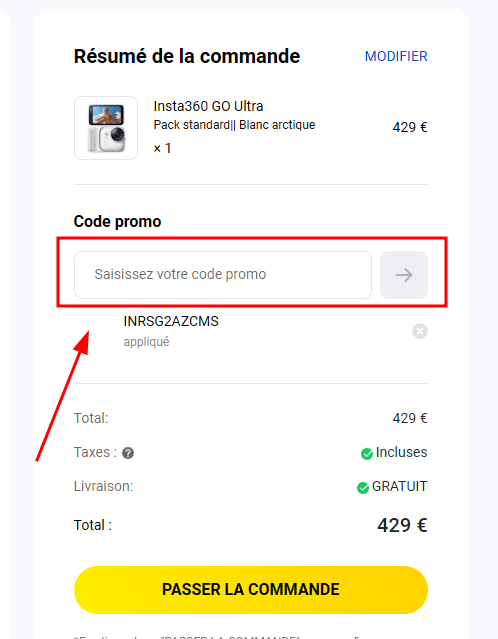 Comment utiliser un code promo sur Insta360