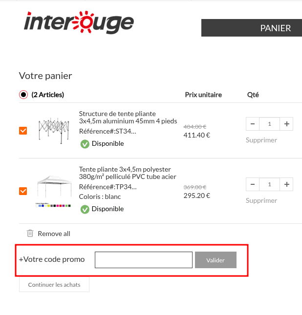 Comment utiliser un code promo sur Interouge