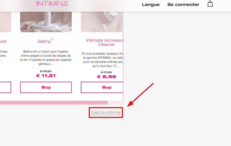 Comment appliquer un code promo sur INTIMINA
