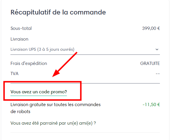 Comment appliquer un code promo sur iRobot
