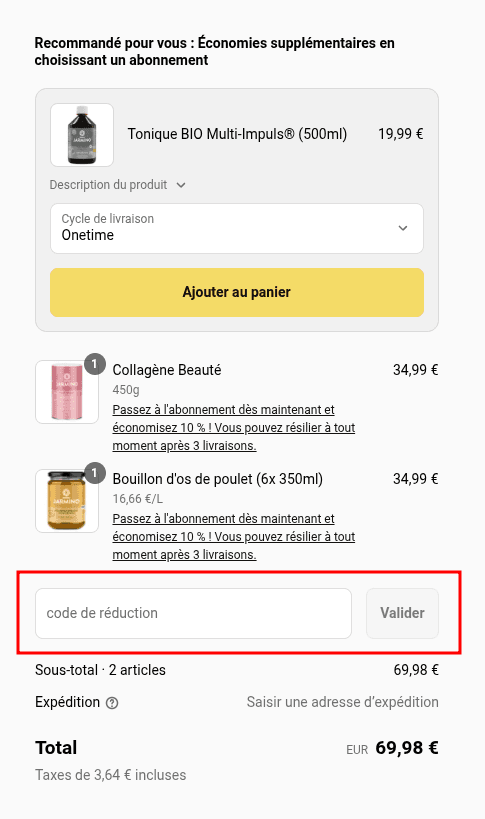 Comment activer un code promo sur Jarmino