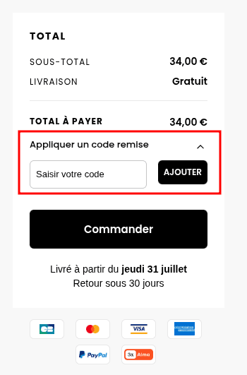 Comment appliquer un code promo sur JEF Chaussures