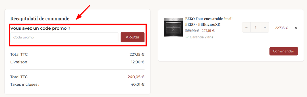 Comment activer un code promo sur J'équipe ma maison
