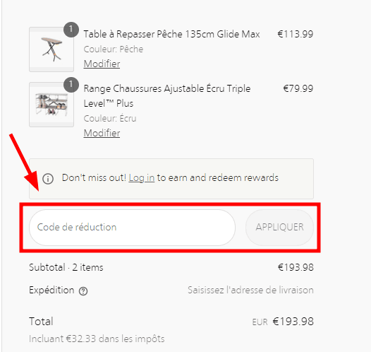 Comment appliquer un code promo sur Joseph Joseph