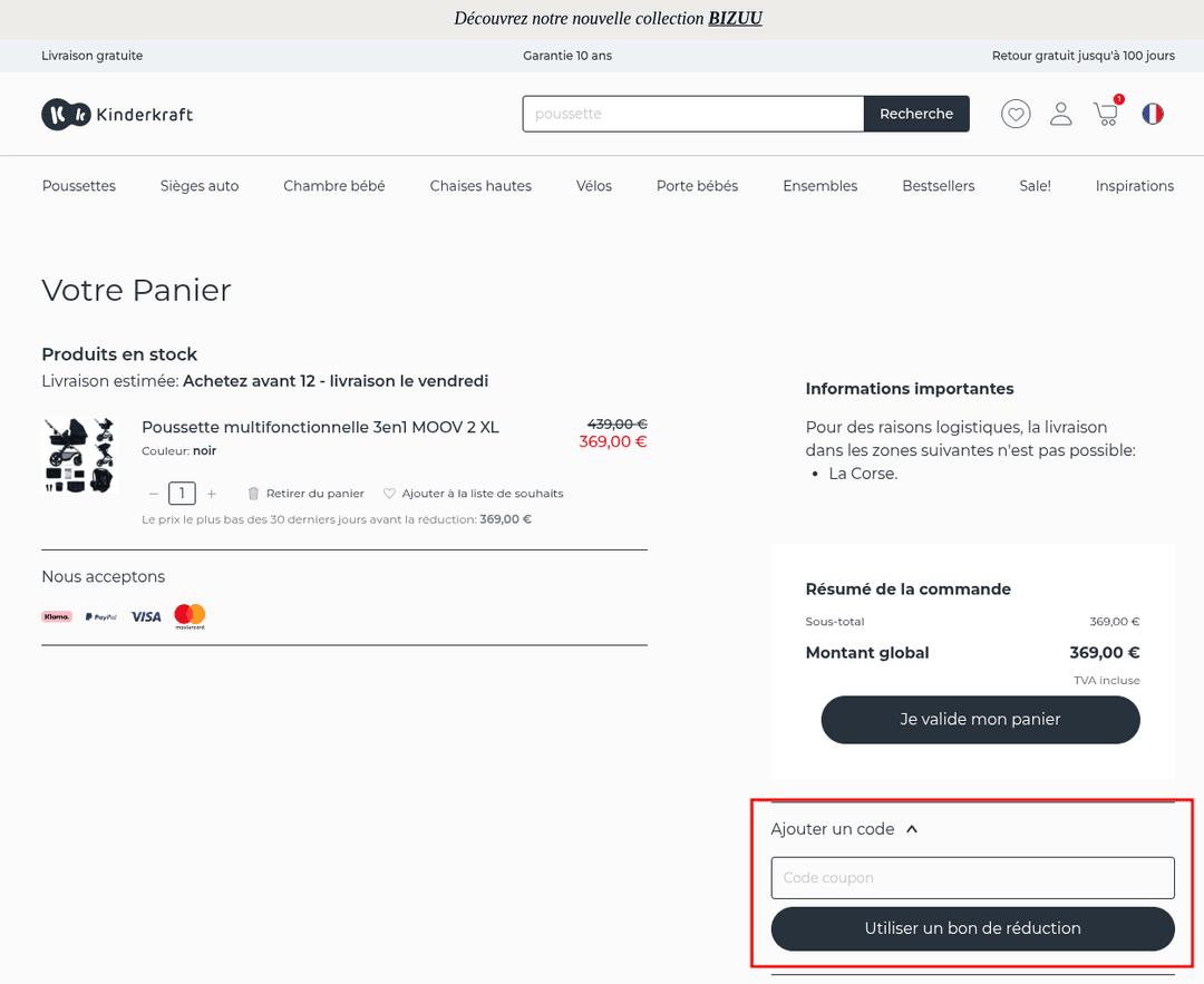 Comment activer un code promo sur Kinderkraft