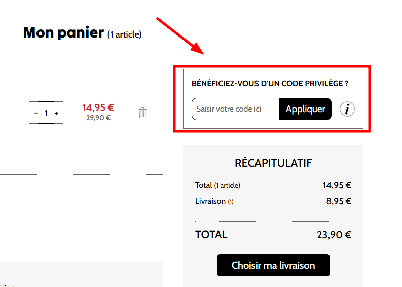 Comment activer un code promo sur L'Homme Moderne