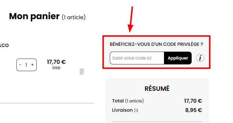 Comment appliquer un code promo sur La femme moderne