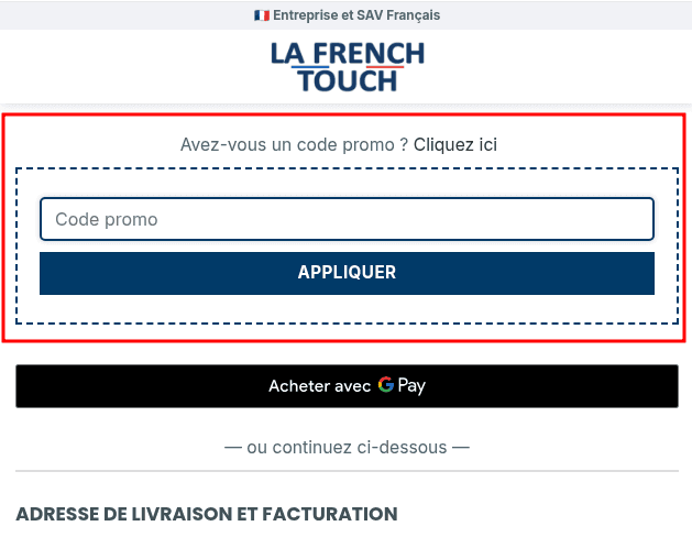 Comment activer un code promo sur La French Touch