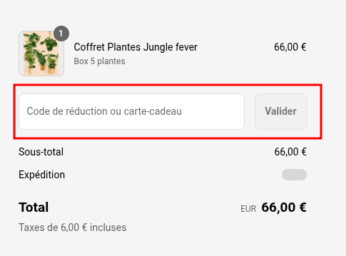 Comment appliquer un code promo sur La Green Touch