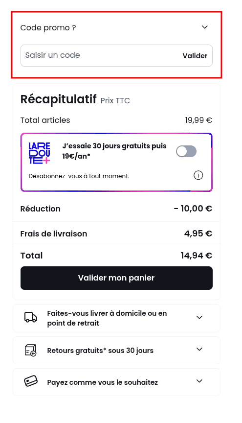 Comment utiliser un code promo sur La Redoute