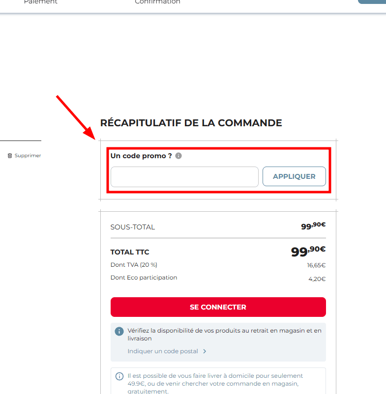 Comment appliquer un code promo sur Lapeyre