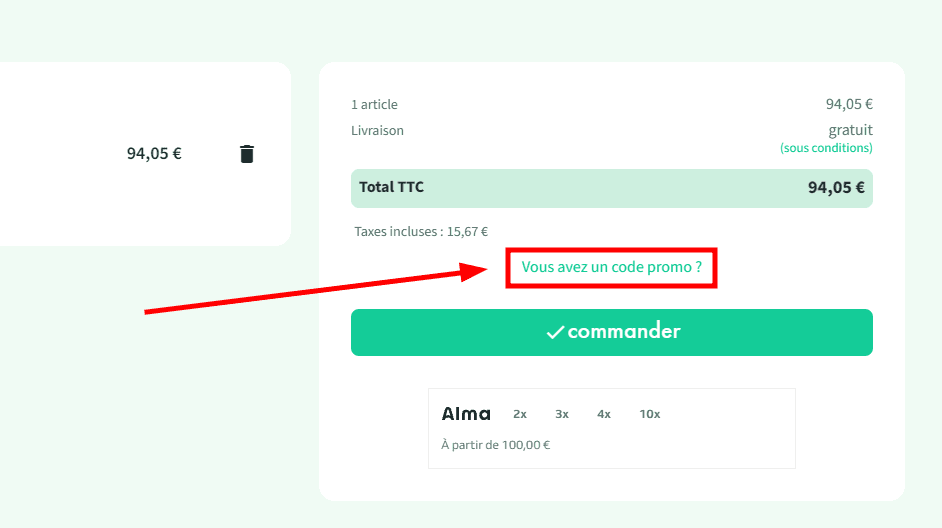 Comment activer un code promo sur Le Matelas Vert