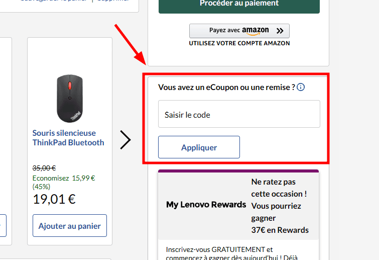 Comment utiliser un code promo sur Lenovo