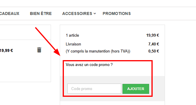 Comment activer un code promo sur Les trésors d'érable