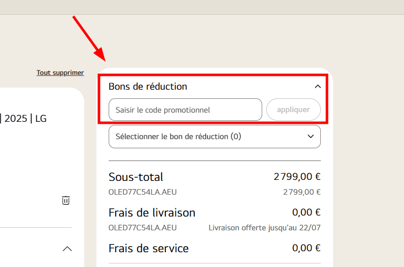 Comment activer un code promo sur LG