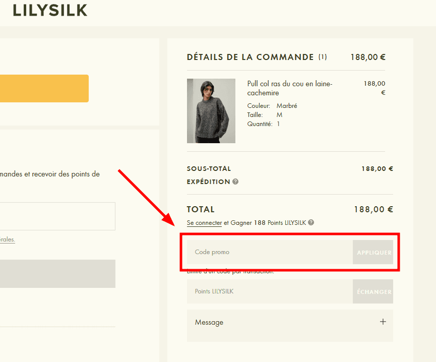 Comment appliquer un code promo sur Lilysilk