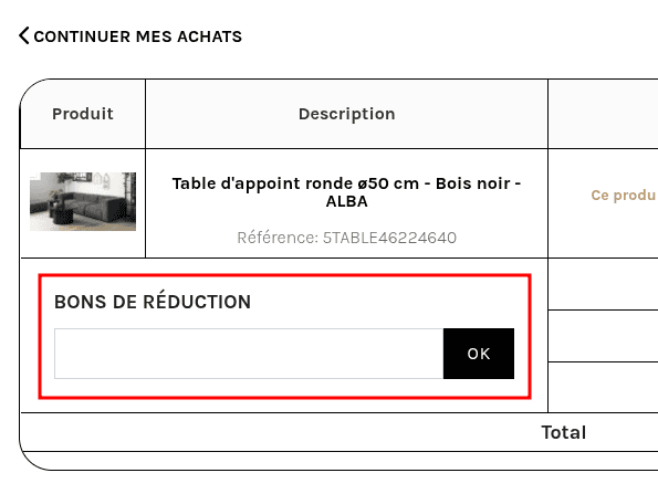Comment activer un code promo sur Maison Aubertin