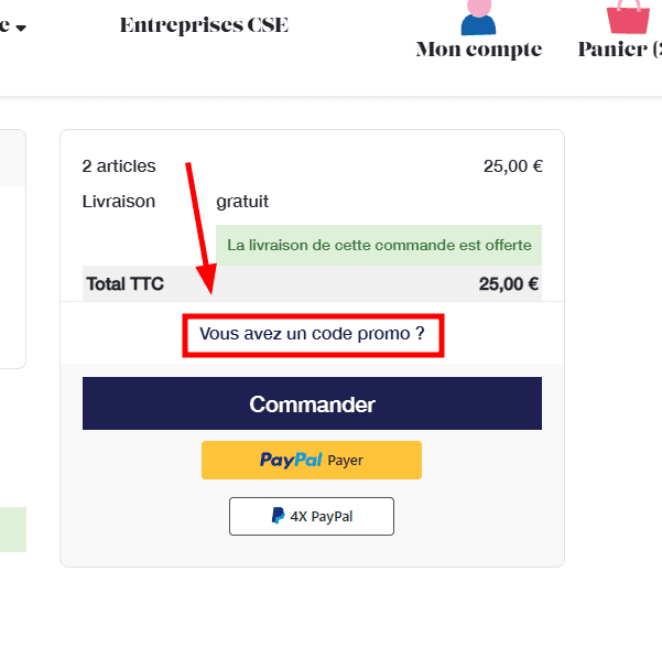 Comment appliquer un code promo sur Maison Val Roubion