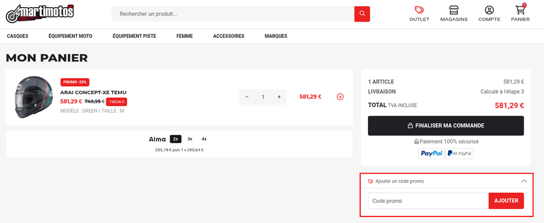 Comment utiliser un code promo sur Martimotos