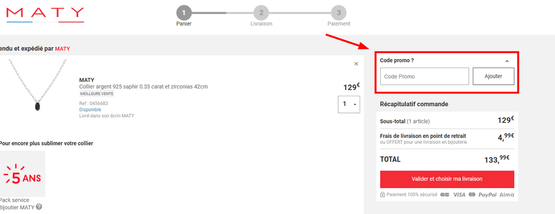 Comment activer un code promo sur Maty