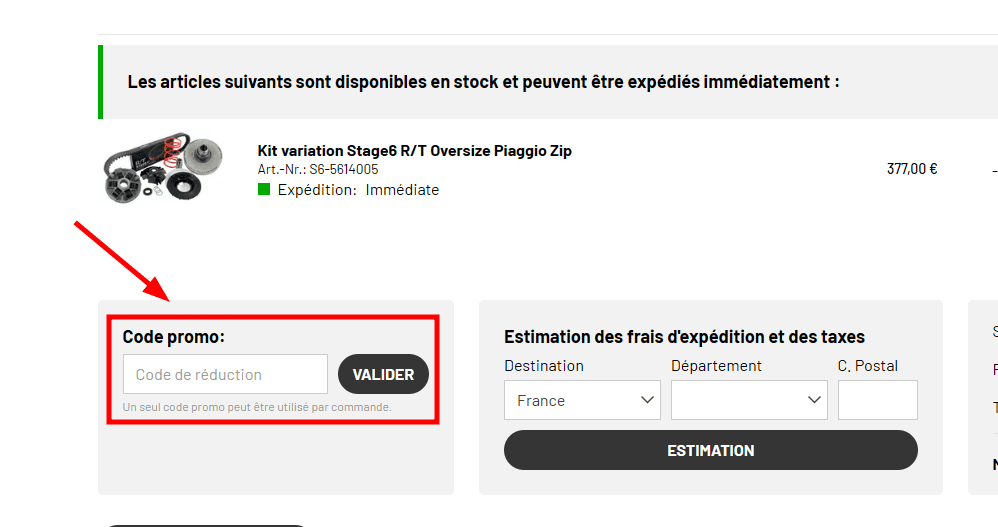Comment appliquer un code promo sur Maxiscoot
