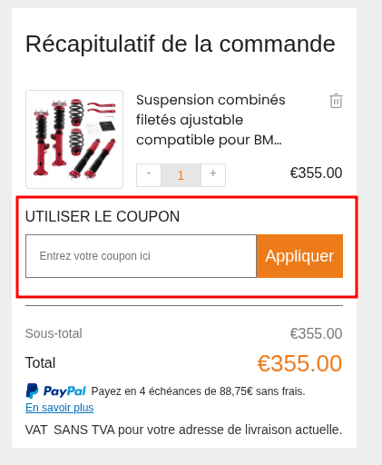 Comment appliquer un code promo sur MaXpeedingRods