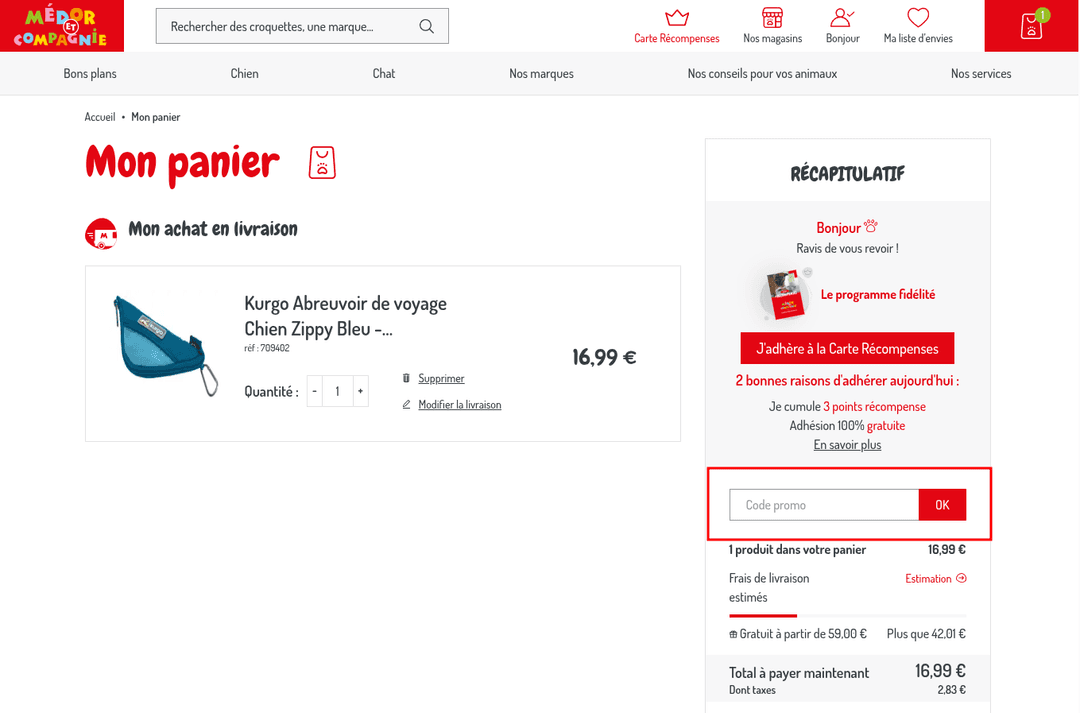 Comment utiliser un code promo sur  Médor et Compagnie