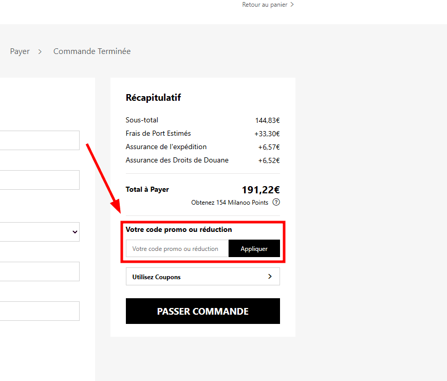 Comment appliquer un code promo sur Milanoo