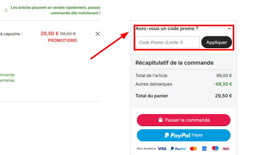 Comment appliquer un code promo sur NBA Store