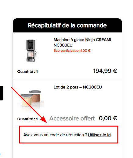 Comment activer un code promo sur Ninja Kitchen
