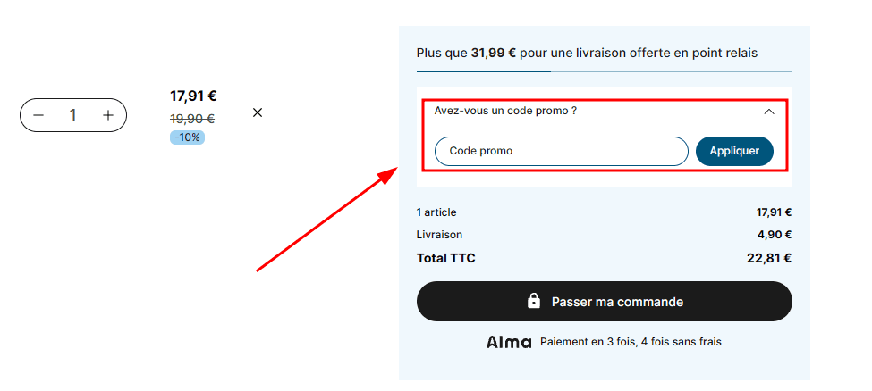 Comment appliquer un code promo sur Nutripure