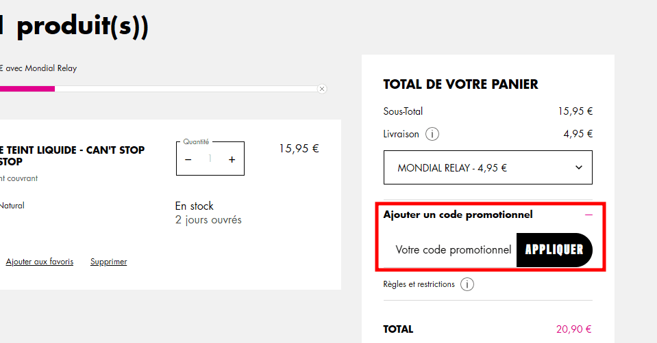 Comment utiliser un code promo sur NYX