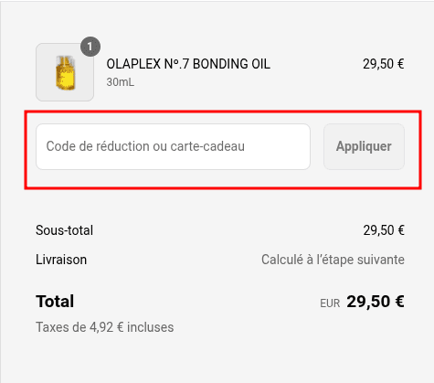 Comment appliquer un code promo sur OLAPLEX