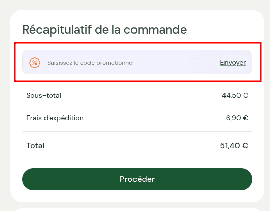 Comment appliquer un code promo sur Olio Carli
