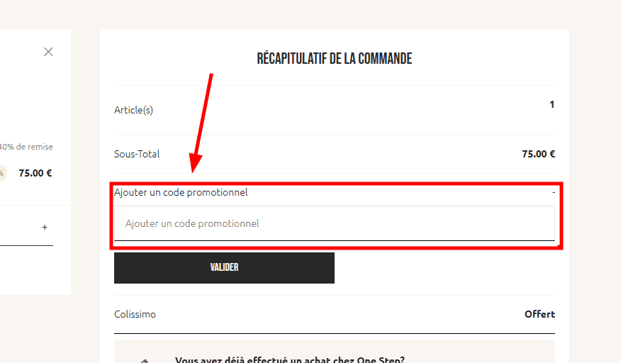 Comment appliquer un code promo sur One Step