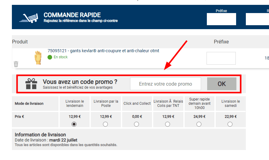 Comment appliquer un code promo sur Otelo