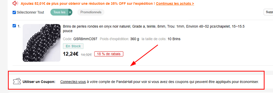Comment activer un code promo sur Pandahall