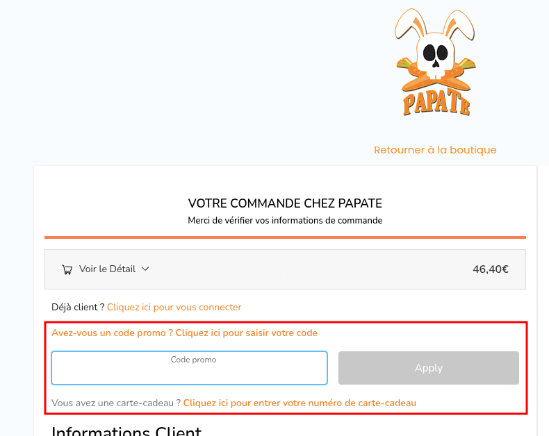 Comment activer un code promo sur PaPate