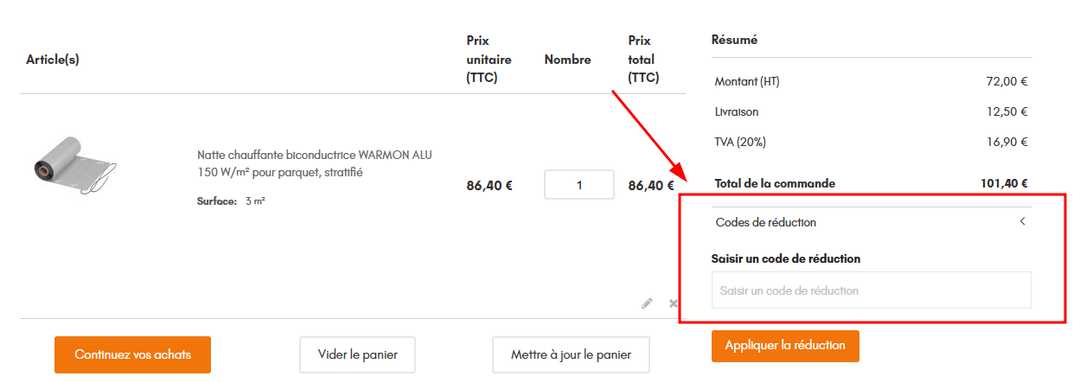 Comment utiliser un code promo sur Warm On