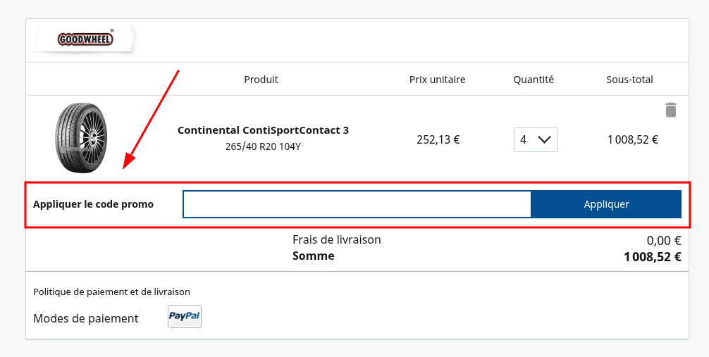 Comment appliquer un code promo sur Pneus.fr